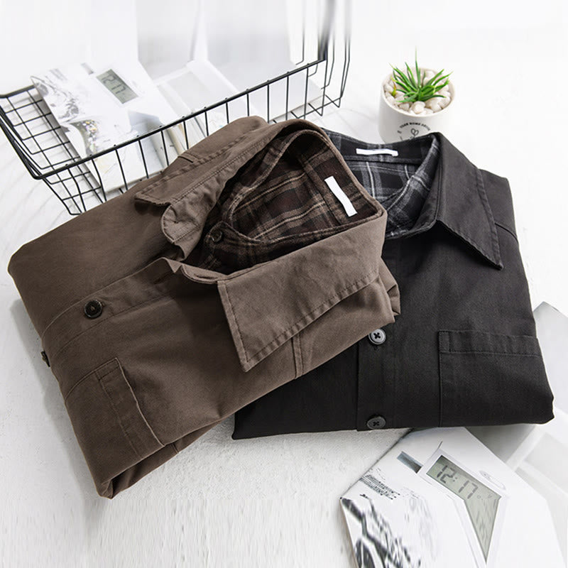 Veste deux-pièces en coton à manches longues avec poches, motif à carreaux printaniers Buddha Stones. - image 22