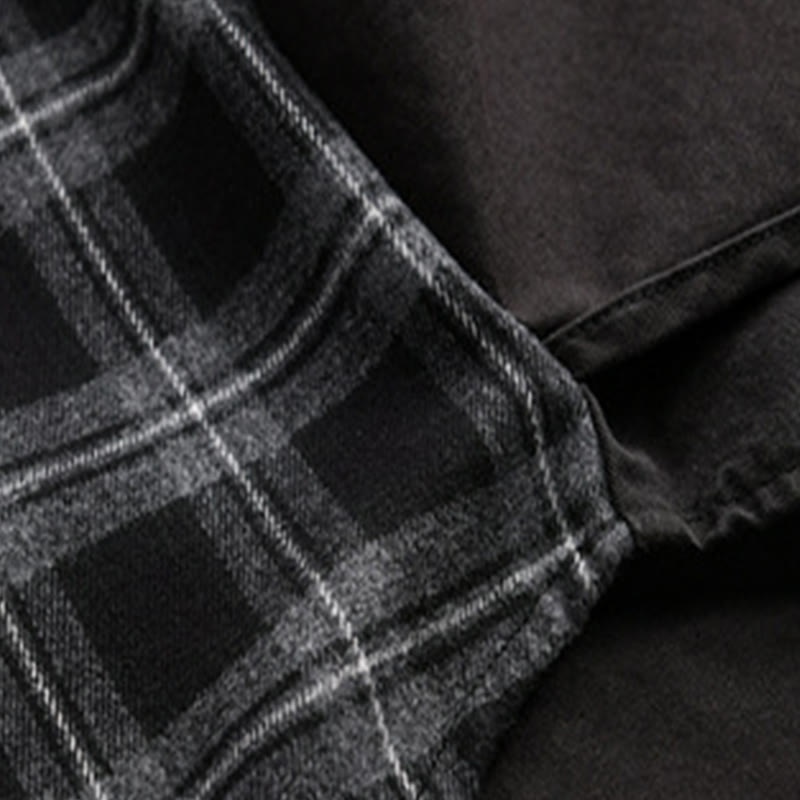 Veste deux-pièces en coton à manches longues avec poches, motif à carreaux printaniers Buddha Stones. - image 4