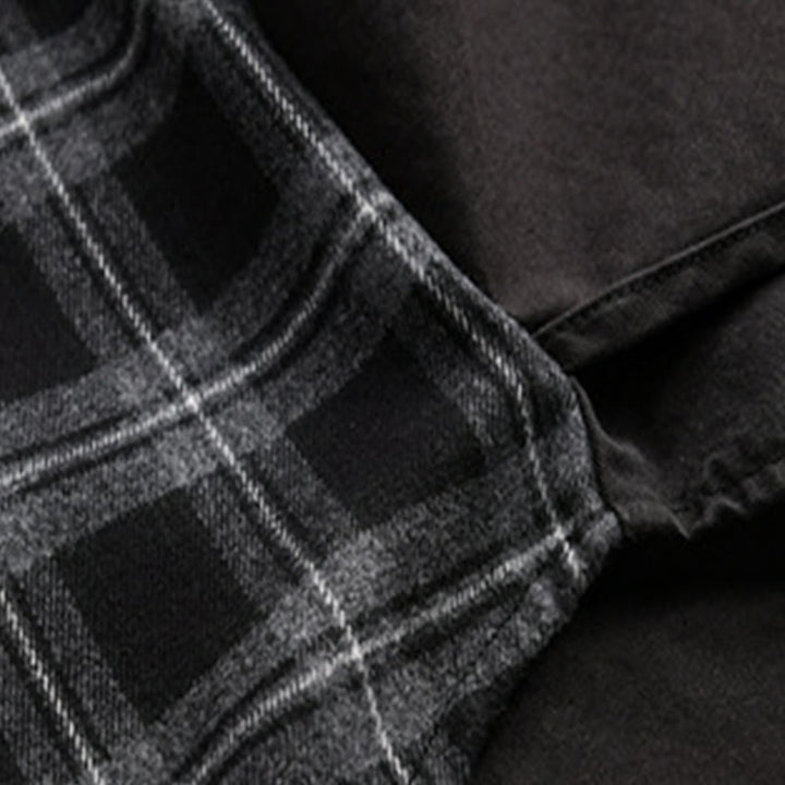 Veste deux-pièces en coton à manches longues avec poches, motif à carreaux printaniers Buddha Stones. - image 4