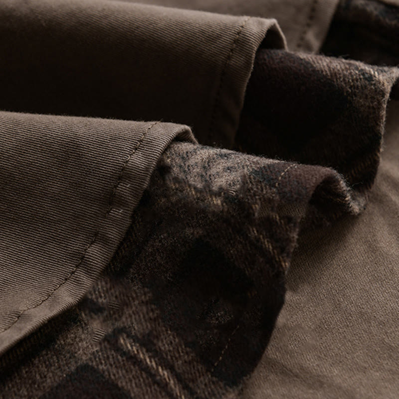 Veste deux-pièces en coton à manches longues avec poches, motif à carreaux printaniers Buddha Stones. - image 17