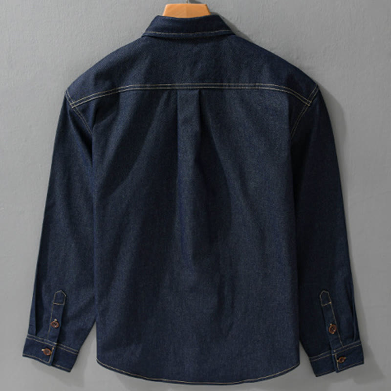 Veste en coton pour homme, manches longues, avec poches, motif Buddha Stones et boutons unis - image 1