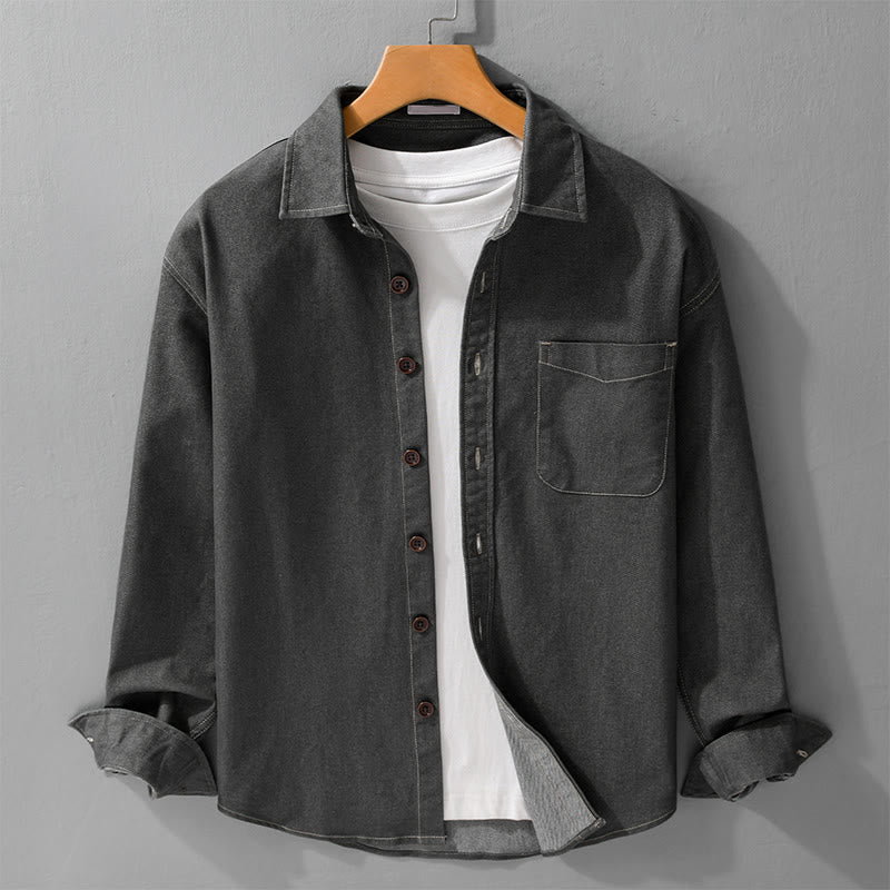 Veste en coton pour homme, manches longues, avec poches, motif Buddha Stones et boutons unis - Gris sombre - US/UK/AU42，EU52 (3XL) - image 7