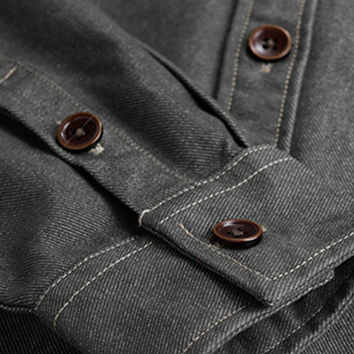 Veste en coton pour homme, manches longues, avec poches, motif Buddha Stones et boutons unis - image 9