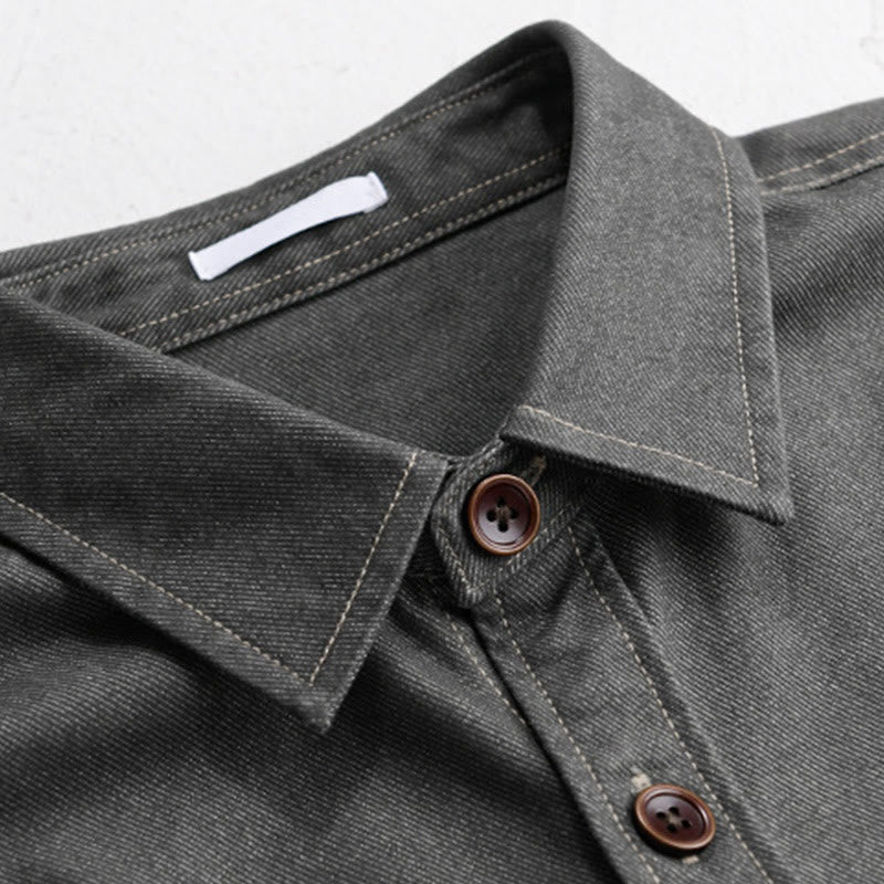 Veste en coton pour homme, manches longues, avec poches, motif Buddha Stones et boutons unis - image 8