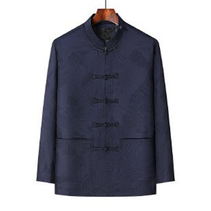 Ensemble de vêtements en coton Buddha Stones 2 pièces pour homme, chemise à manches longues et pantalon à boutons grenouille - image 3