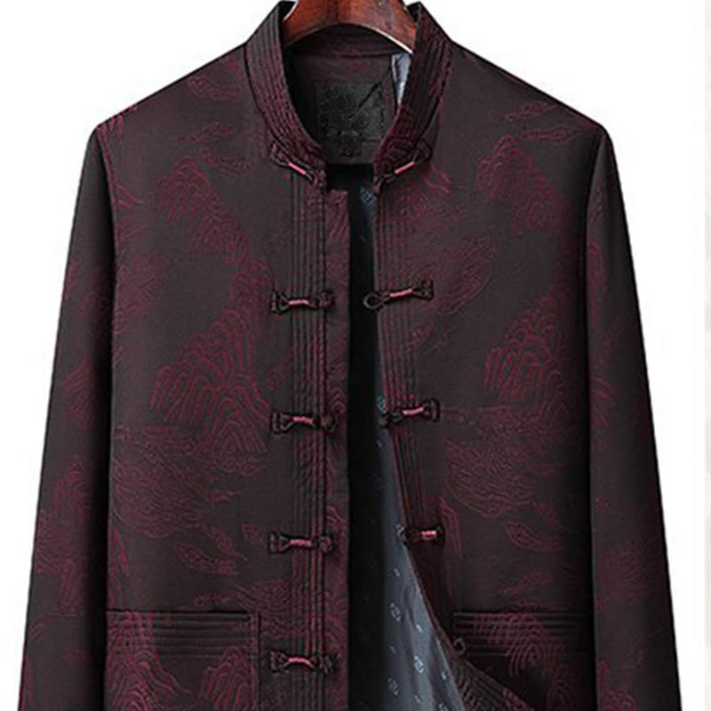 Ensemble de vêtements en coton Buddha Stones 2 pièces pour homme, chemise à manches longues et pantalon à boutons grenouille - image 8