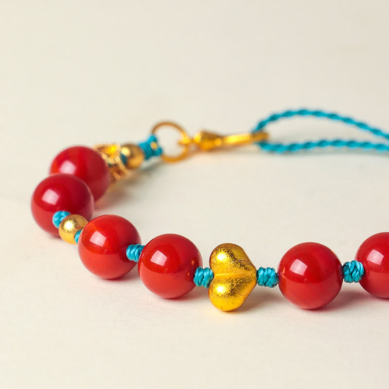 Bracelet de succès en perles d'agate rouge du Sud de 8 mm avec cordon tressé en forme de cœur et Buddha Stones - image 7