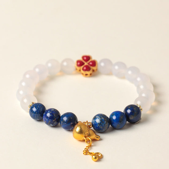 Bracelet de perles positives en agate rouge du Sud, agate blanche et trèfle à quatre feuilles, Buddha Stones, agate rouge du Sud et agate blanche. - image 10