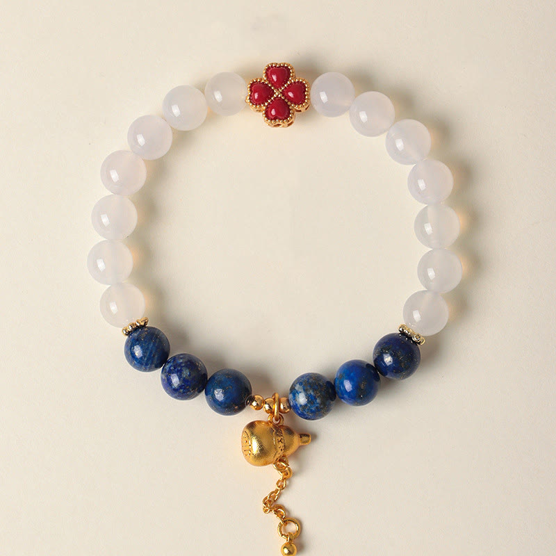 Bracelet de perles positives en agate rouge du Sud, agate blanche et trèfle à quatre feuilles, Buddha Stones, agate rouge du Sud et agate blanche. - Agate blanche (Tour de poignet : 14-17 cm) - image 9