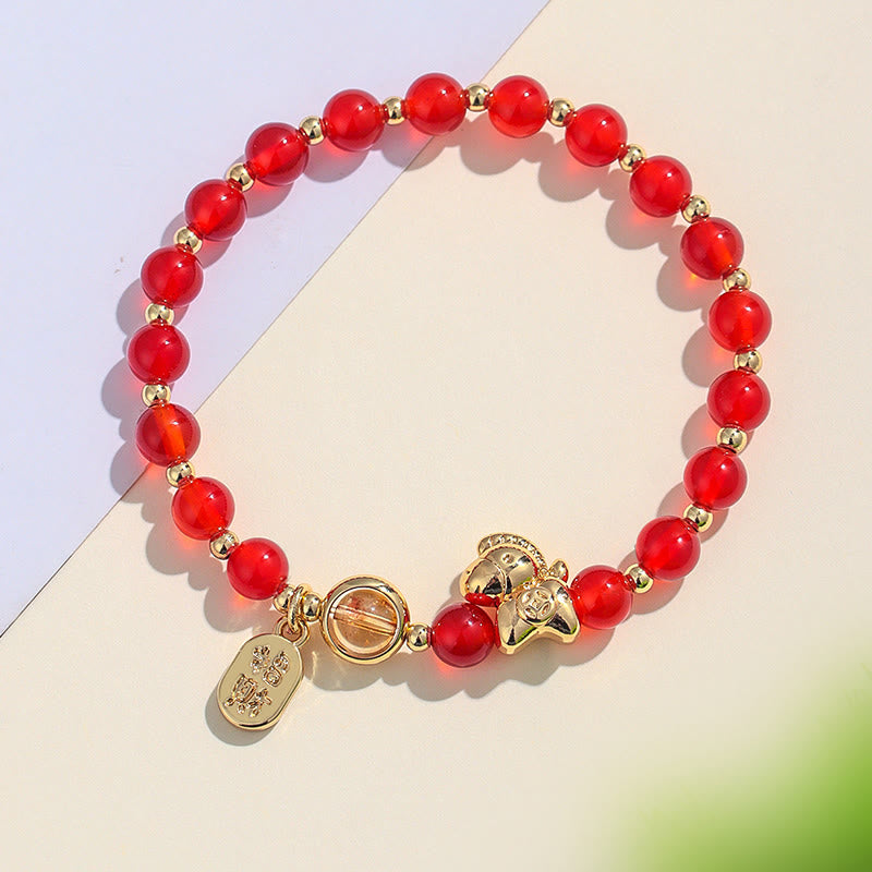 Bracelet d'amour en cristal rose et quartz fraise, citrine, agate rouge et Buddha Stones, année du Cheval - image 5