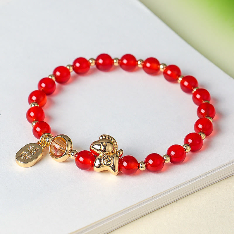 Bracelet d'amour en cristal rose et quartz fraise, citrine, agate rouge et Buddha Stones, année du Cheval - image 6