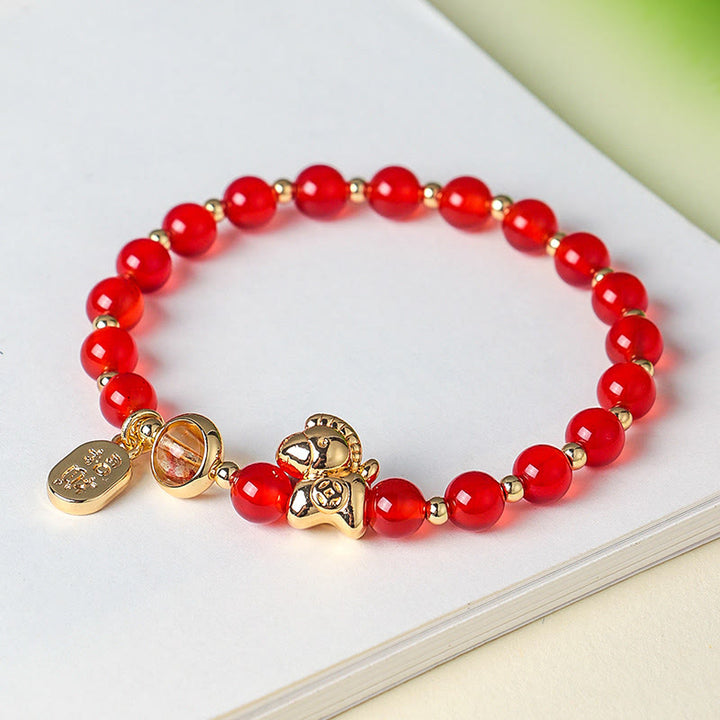 Bracelet d'amour en cristal rose et quartz fraise, citrine, agate rouge et Buddha Stones, année du Cheval - image 6