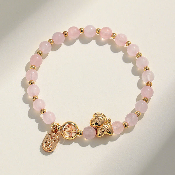 Bracelet d'amour en cristal rose et quartz fraise, citrine, agate rouge et Buddha Stones, année du Cheval - image 13