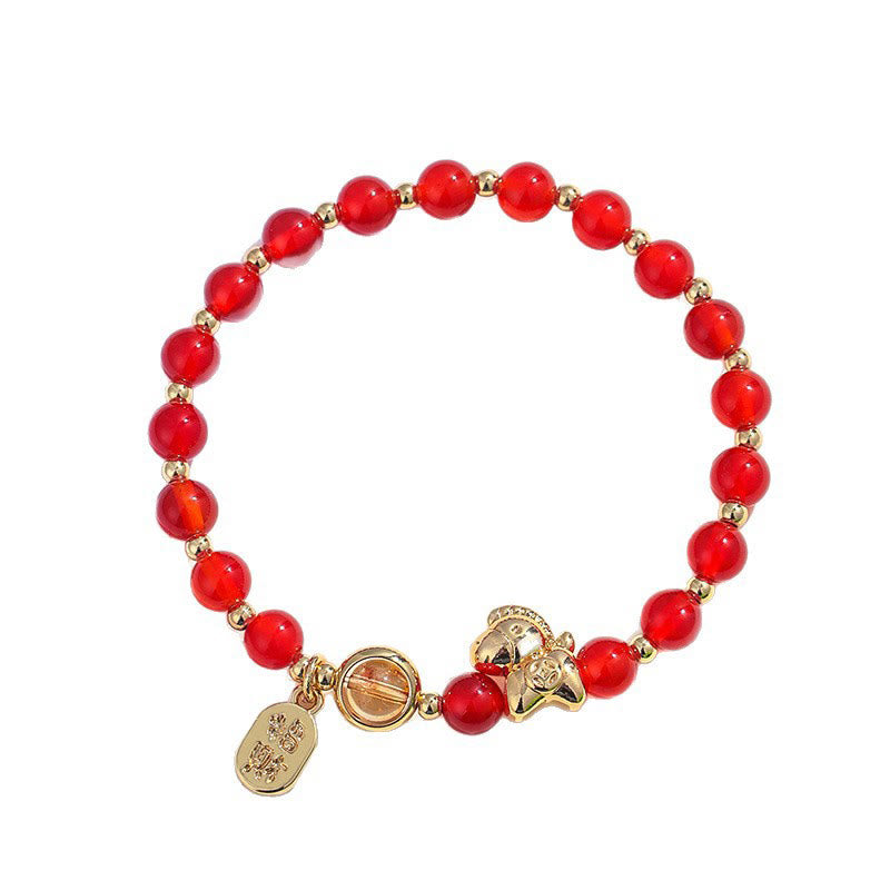 Bracelet d'amour en cristal rose et quartz fraise, citrine, agate rouge et Buddha Stones, année du Cheval - image 7