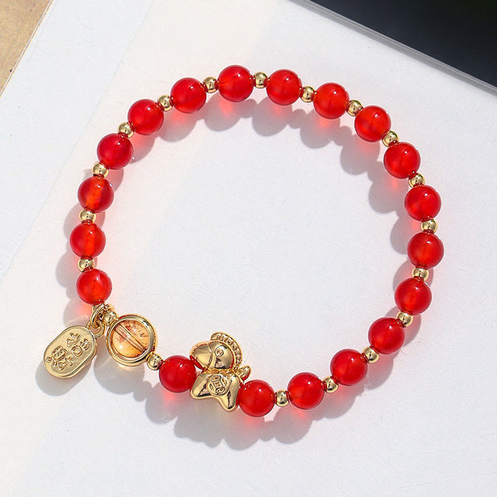 Bracelet d'amour en cristal rose et quartz fraise, citrine, agate rouge et Buddha Stones, année du Cheval - image 4