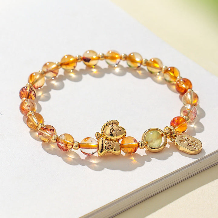 Bracelet d'amour en cristal rose et quartz fraise, citrine, agate rouge et Buddha Stones, année du Cheval - image 10