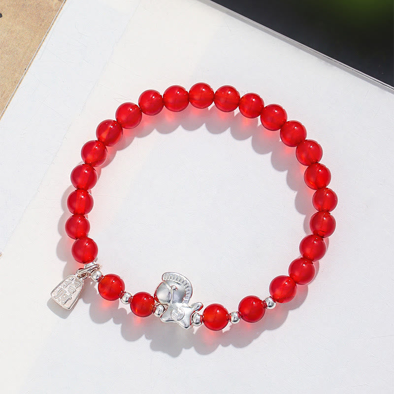 Bracelet de l'Année du Cheval en Obsidienne Noire, Agate Rouge, Cristal Rose et Argent, Buddha Stones - image 6