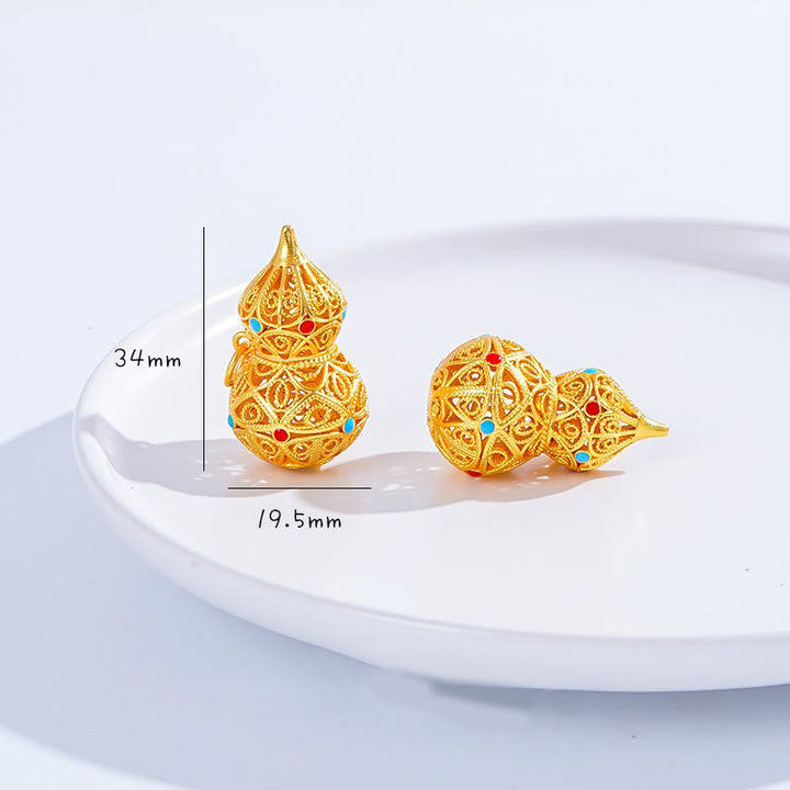 Collier pendentif en laiton plaqué or 24 carats, motif de calebasse creuse en Buddha Stones - image 5