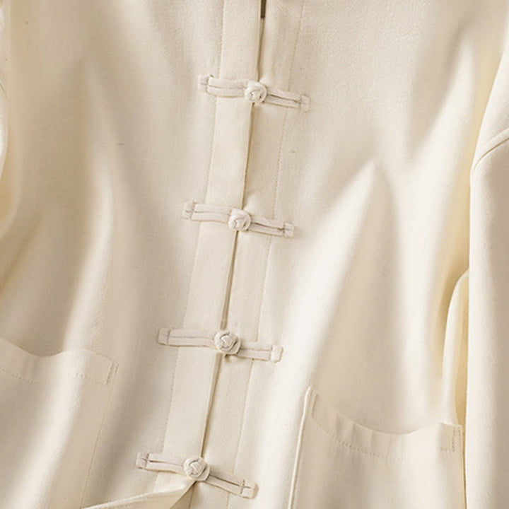 Veste thermique d'hiver pour femme Buddha Stones, manches longues, doublée en polaire de coton, avec poches et boutons grenouille - image 7