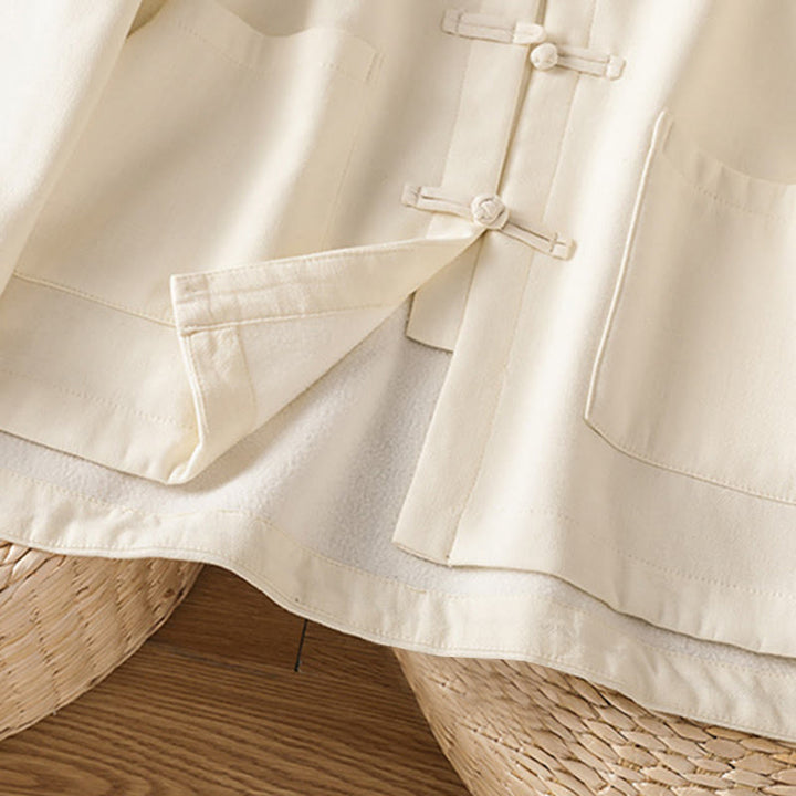 Veste thermique d'hiver pour femme Buddha Stones, manches longues, doublée en polaire de coton, avec poches et boutons grenouille - image 10