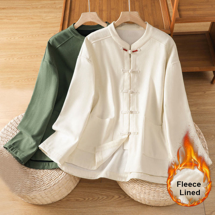 Veste thermique d'hiver pour femme Buddha Stones, manches longues, doublée en polaire de coton, avec poches et boutons grenouille - image 22