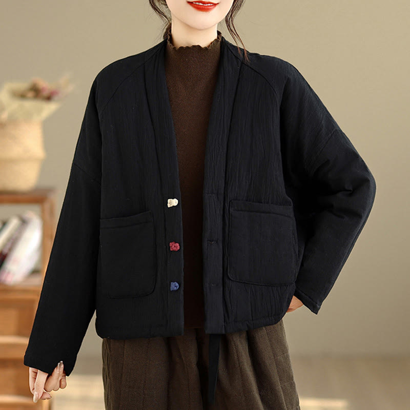 Veste thermique d'hiver à manches longues en coton pour femme, avec poches, Buddha Stones - image 1