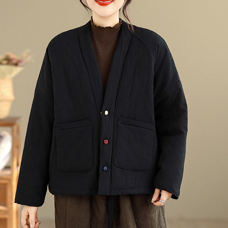 Veste thermique d'hiver à manches longues en coton pour femme, avec poches, Buddha Stones - image 5