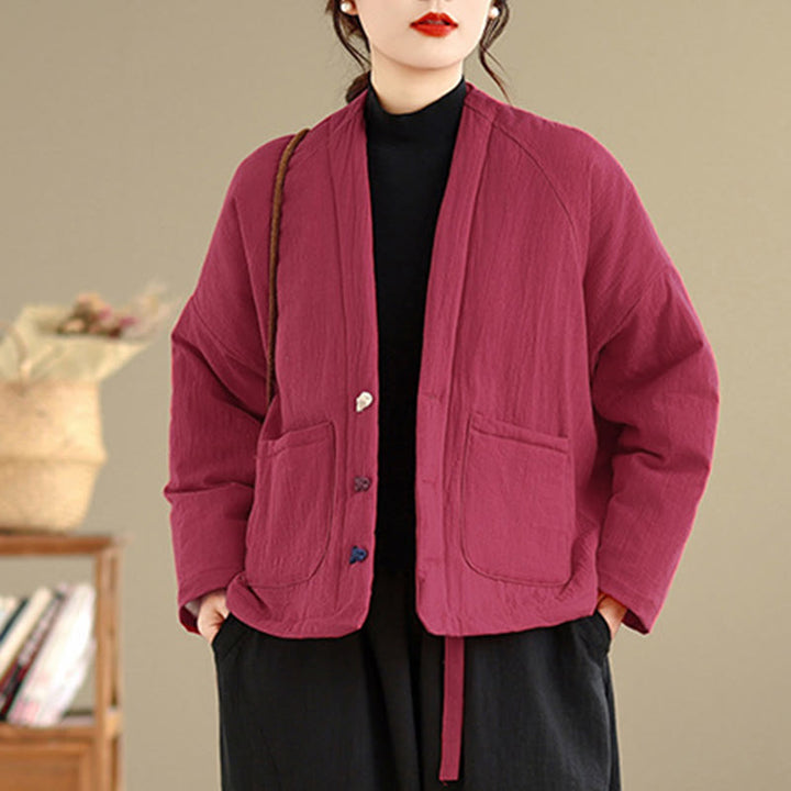 Veste thermique d'hiver à manches longues en coton pour femme, avec poches, Buddha Stones - image 13