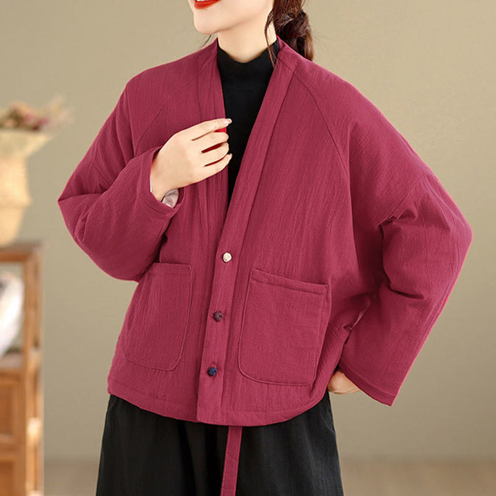 Veste thermique d'hiver à manches longues en coton pour femme, avec poches, Buddha Stones - image 8