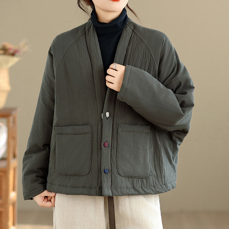 Veste thermique d'hiver à manches longues en coton pour femme, avec poches, Buddha Stones - CadetBlue - US14，UK/AU18，EU46 (2XL) - image 14