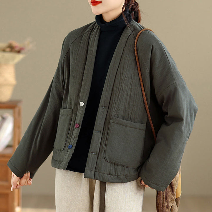 Veste thermique d'hiver à manches longues en coton pour femme, avec poches, Buddha Stones - image 16