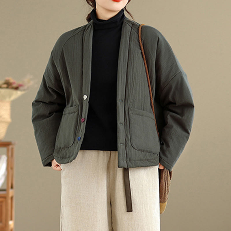 Veste thermique d'hiver à manches longues en coton pour femme, avec poches, Buddha Stones - image 15