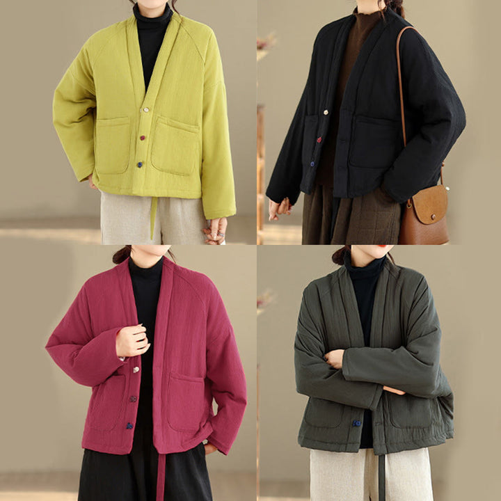 Veste thermique d'hiver à manches longues en coton pour femme, avec poches, Buddha Stones - image 33