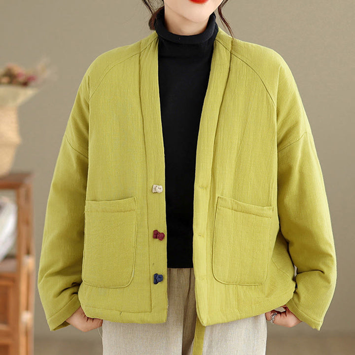 Veste thermique d'hiver à manches longues en coton pour femme, avec poches, Buddha Stones - JauneVert - US14，UK/AU18，EU46 (2XL) - image 26