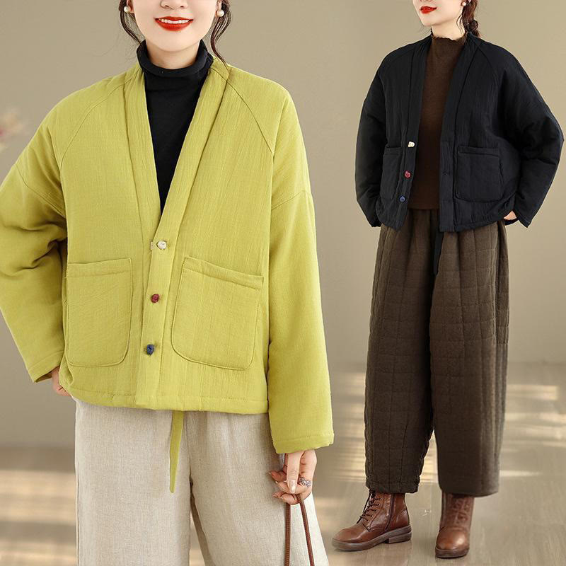 Veste thermique d'hiver à manches longues en coton pour femme, avec poches, Buddha Stones - image 32