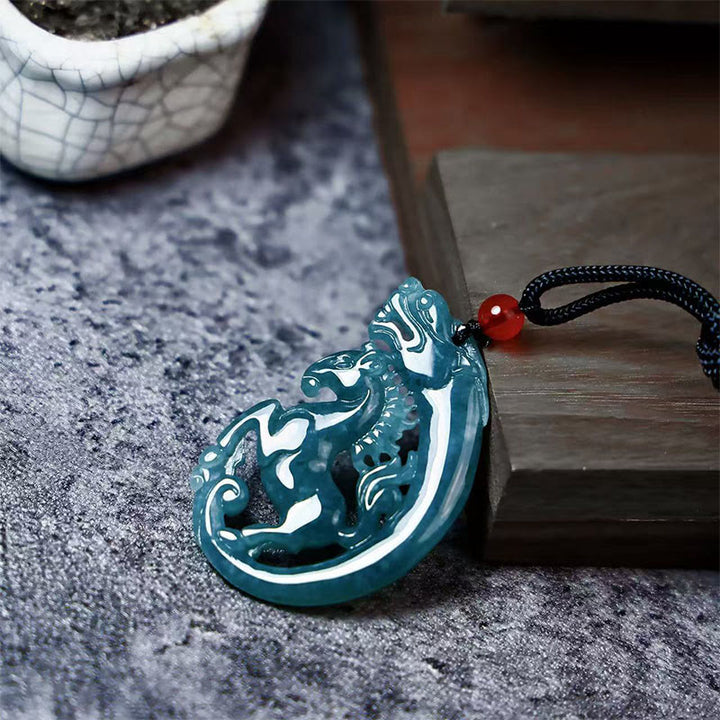 Pendentifs en jade dragon et Buddha Stones , année du Cheval, porte-bonheur - image 1
