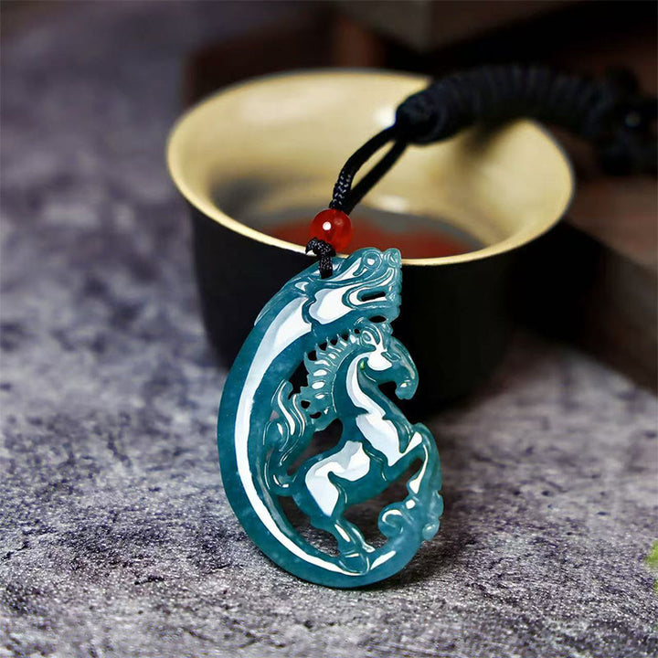 Pendentifs en jade dragon et Buddha Stones , année du Cheval, porte-bonheur - Jade - image 0