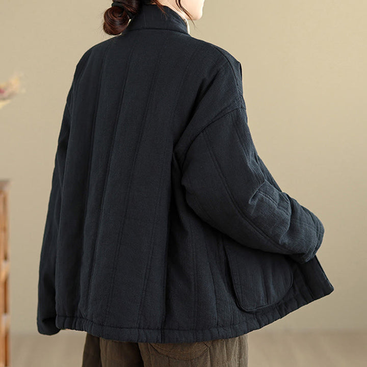 Veste thermique d'hiver pour femme en coton uni à manches longues avec poches , Buddha Stones - image 19