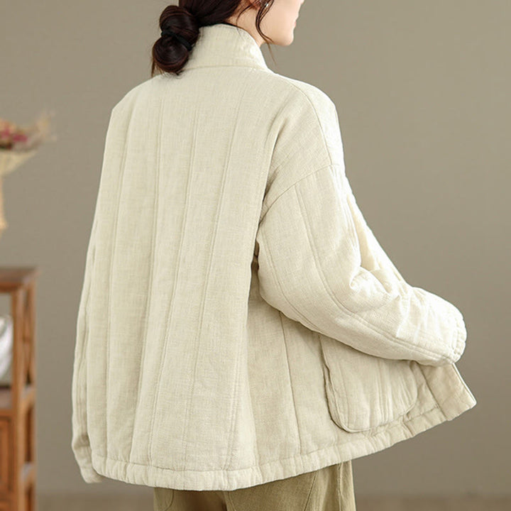 Veste thermique d'hiver pour femme en coton uni à manches longues avec poches , Buddha Stones - image 3