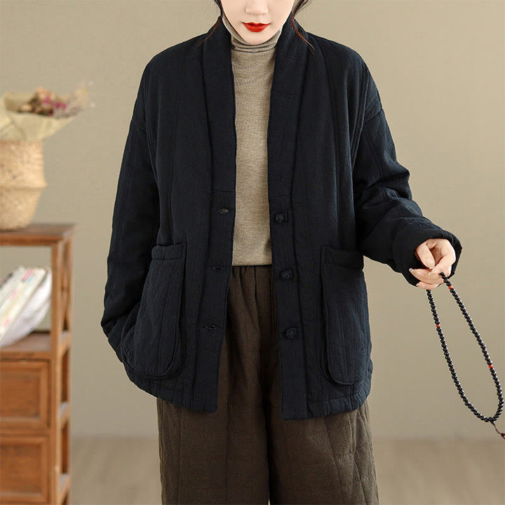 Veste thermique d'hiver pour femme en coton uni à manches longues avec poches , Buddha Stones - image 21