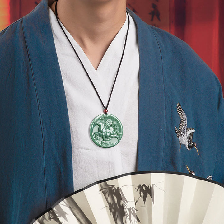 Pendentifs de collier en jade porte-bonheur et abondance, en Buddha Stones, année du Cheval - image 4
