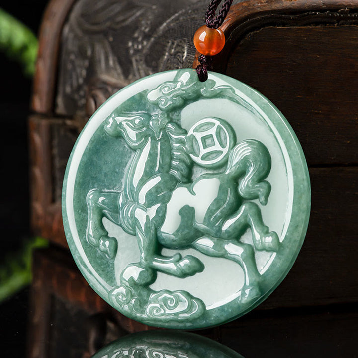 Pendentifs de collier en jade porte-bonheur et abondance, en Buddha Stones, année du Cheval - Jade - image 0