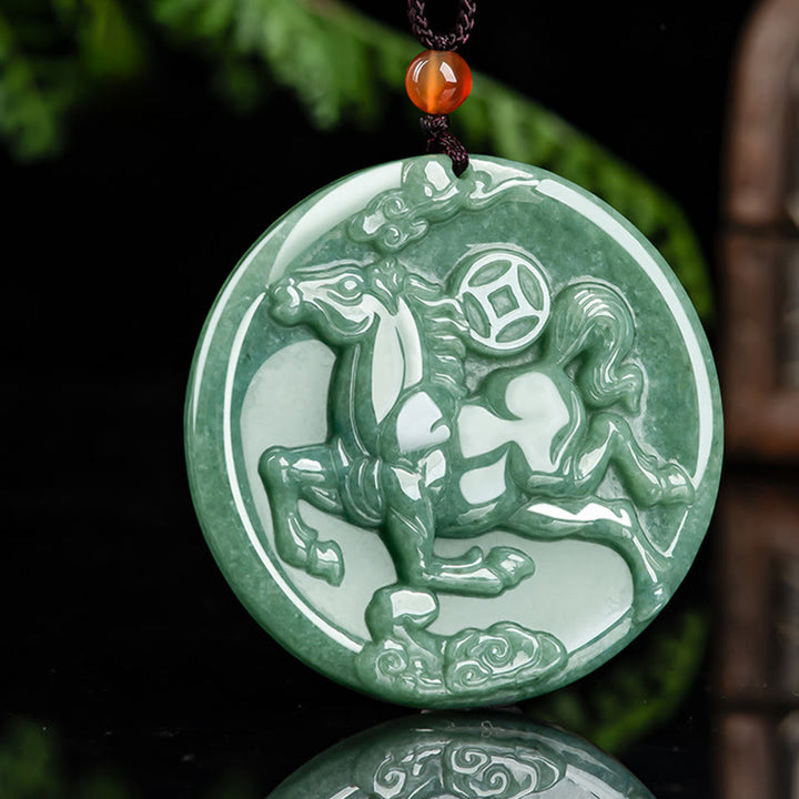 Pendentifs de collier en jade porte-bonheur et abondance, en Buddha Stones, année du Cheval - image 2
