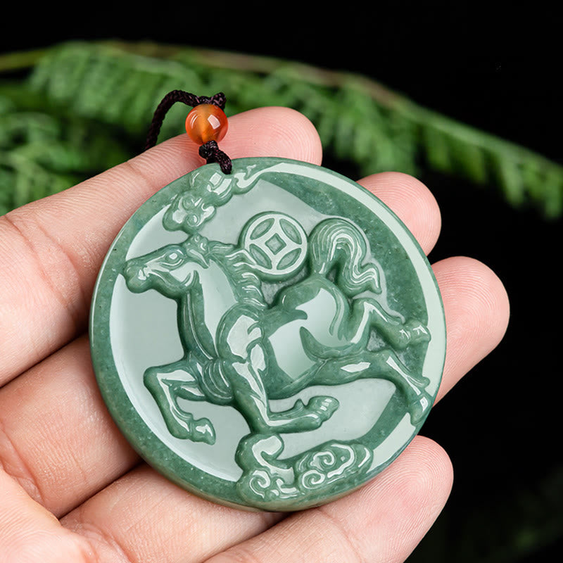 Pendentifs de collier en jade porte-bonheur et abondance, en Buddha Stones, année du Cheval - image 3