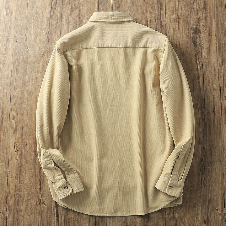 Veste homme en velours côtelé uni à manches longues, en coton épais, avec poches et Buddha Stones - image 2