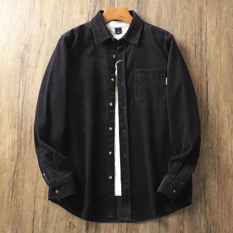 Veste homme en velours côtelé uni à manches longues, en coton épais, avec poches et Buddha Stones - Noir - US/UK/AU40，EU50 (2XL) - image 13