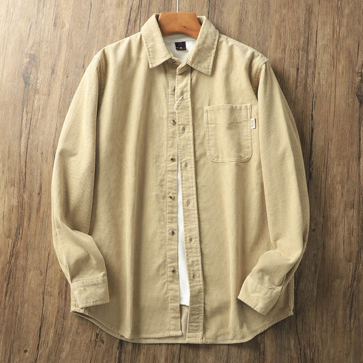 Veste homme en velours côtelé uni à manches longues, en coton épais, avec poches et Buddha Stones - BurlyWood - US/UK/AU40，EU50 (2XL) - image 1