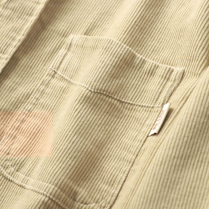 Veste homme en velours côtelé uni à manches longues, en coton épais, avec poches et Buddha Stones - image 8