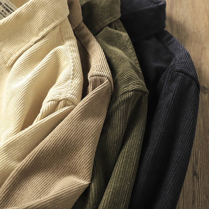 Veste homme en velours côtelé uni à manches longues, en coton épais, avec poches et Buddha Stones - image 16