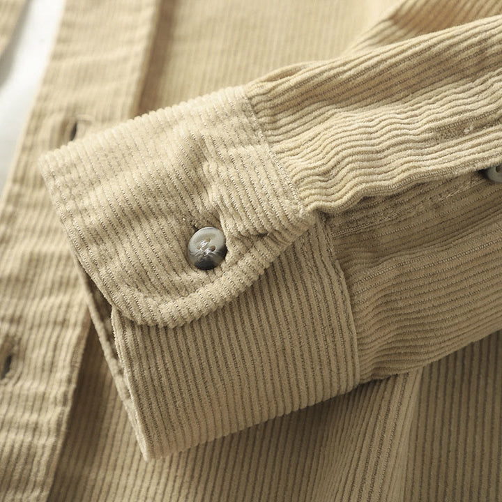 Veste homme en velours côtelé uni à manches longues, en coton épais, avec poches et Buddha Stones - image 22